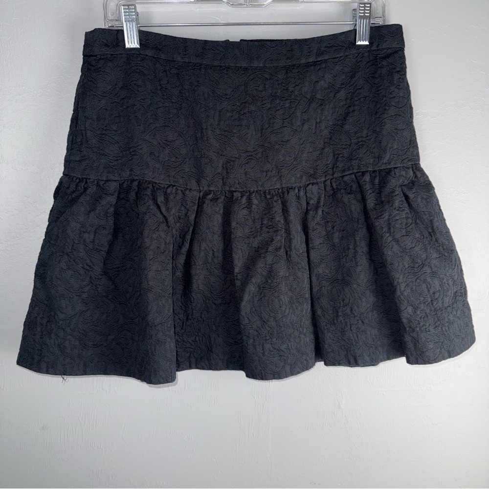 J. Crew Black Mini Drop Waist Lined Embroidered Skirt Women’s 10